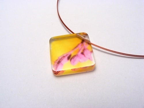Bold Blossom Pink and Yellow Pendant 6mm dia two 1